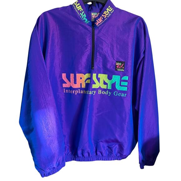 Fantastic Iridescent Purple Surf Style Vintage Windbreaker, One Size - Picture 1 of 11
